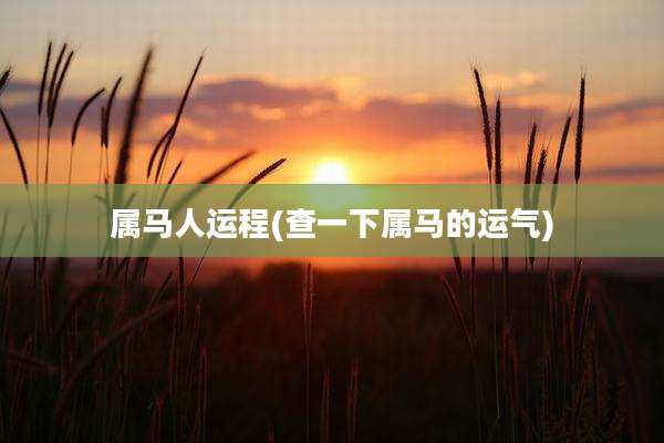 属马人运程(查一下属马的运气)