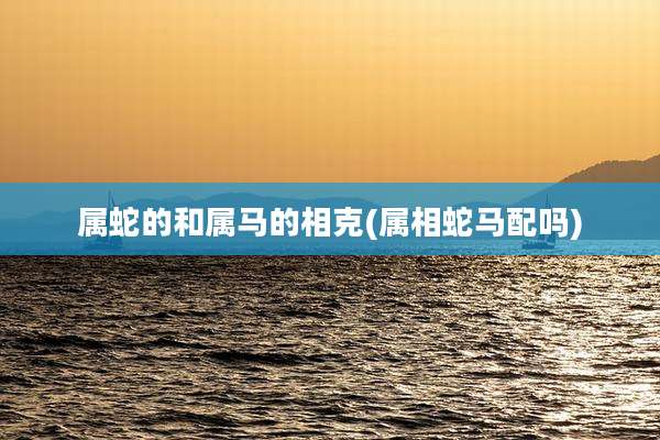 属蛇的和属马的相克(属相蛇马配吗)