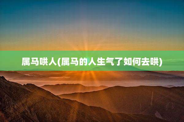 属马哄人(属马的人生气了如何去哄)