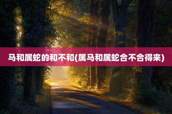 马和属蛇的和不和(属马和属蛇合不合得来)