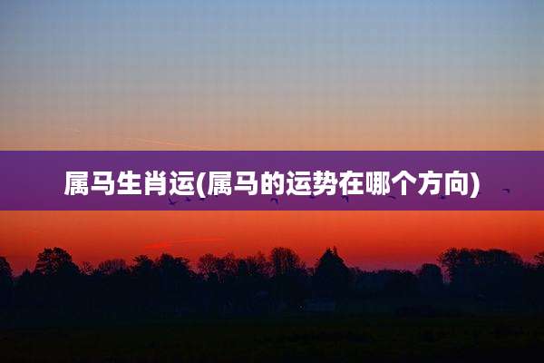属马生肖运(属马的运势在哪个方向)