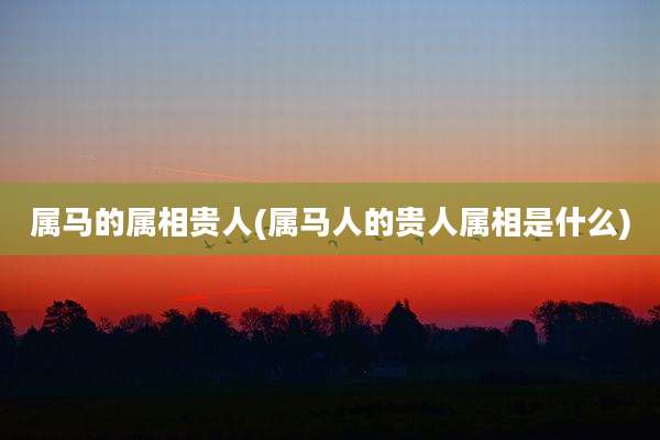 属马的属相贵人(属马人的贵人属相是什么)