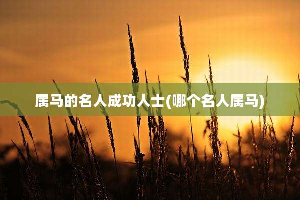 属马的名人成功人士(哪个名人属马)