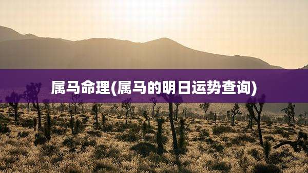 属马命理(属马的明日运势查询)