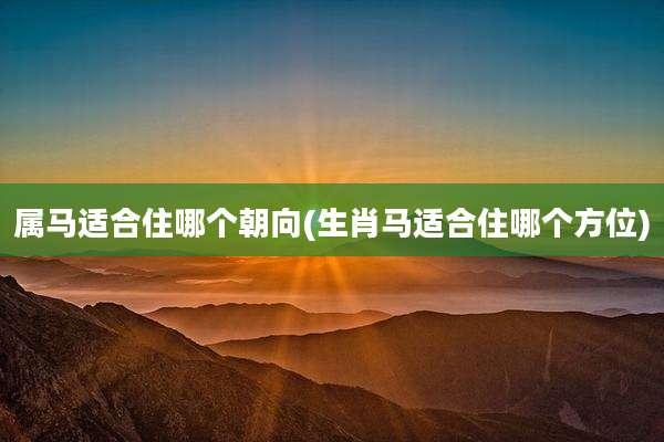 属马适合住哪个朝向(生肖马适合住哪个方位)