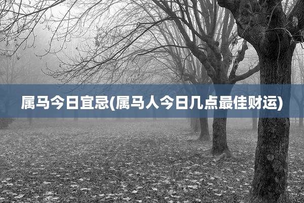 属马今日宜忌(属马人今日几点最佳财运)