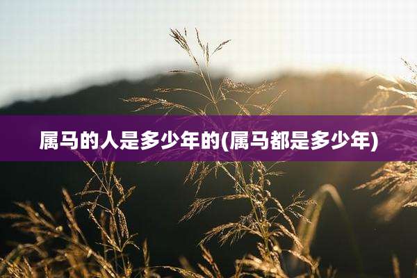 属马的人是多少年的(属马都是多少年)