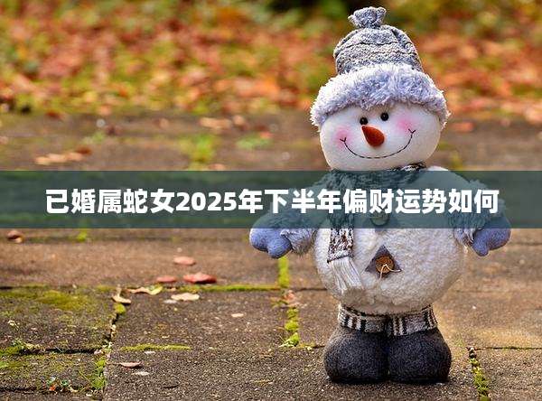 已婚属蛇女2025年下半年偏财运势如何