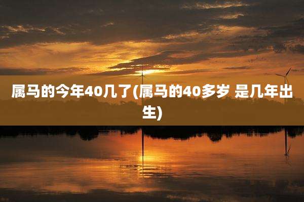 属马的今年40几了(属马的40多岁 是几年出生)