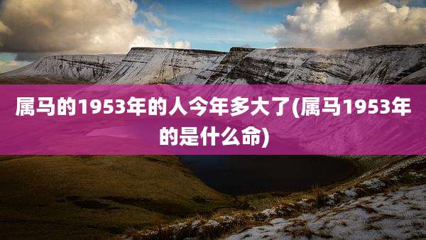 属马的1953年的人今年多大了(属马1953年的是什么命)