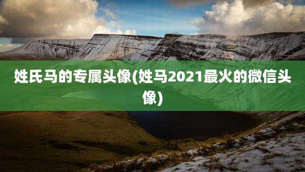 姓氏马的专属头像(姓马2021最火的微信头像)