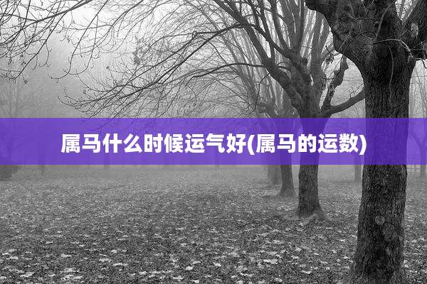 属马什么时候运气好(属马的运数)