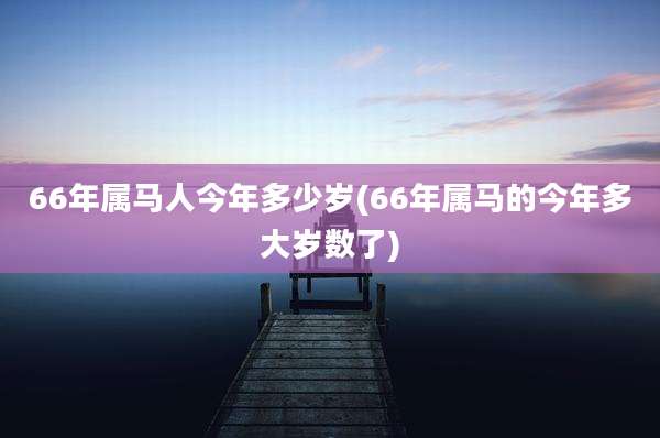 66年属马人今年多少岁(66年属马的今年多大岁数了)