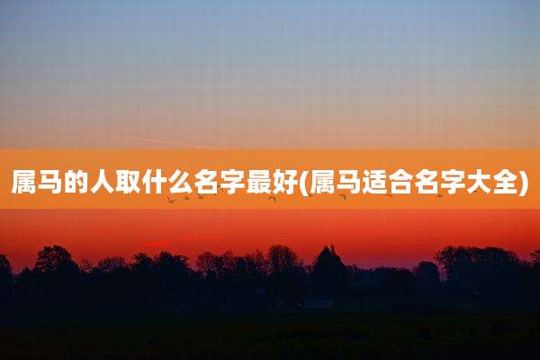 属马的人取什么名字最好(属马适合名字大全)