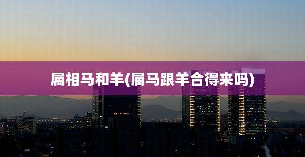 属相马和羊(属马跟羊合得来吗)