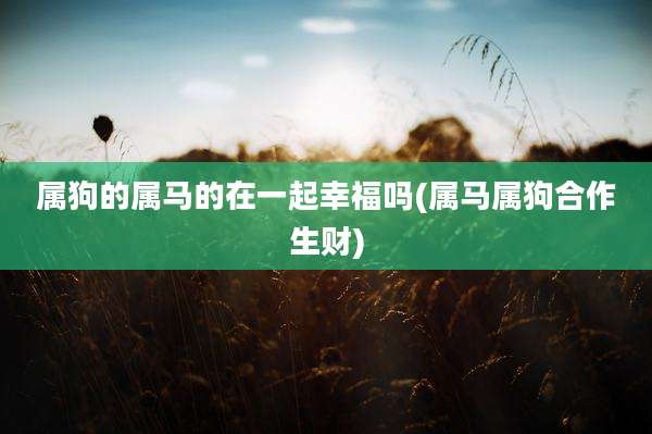 属狗的属马的在一起幸福吗(属马属狗合作生财)