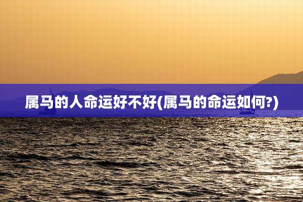 属马的人命运好不好(属马的命运如何?)