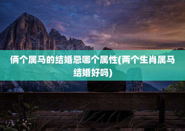 俩个属马的结婚忌哪个属性(两个生肖属马结婚好吗)