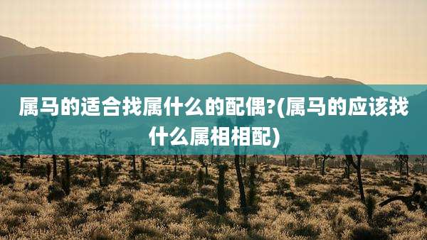 属马的适合找属什么的配偶?(属马的应该找什么属相相配)