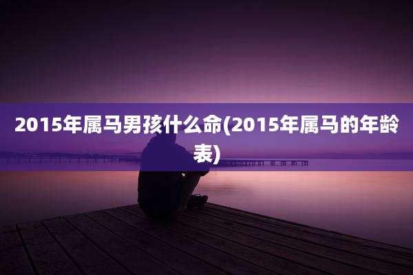 2015年属马男孩什么命(2015年属马的年龄表)