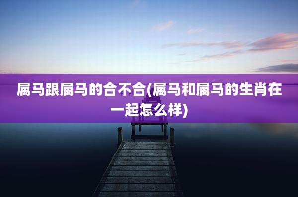 属马跟属马的合不合(属马和属马的生肖在一起怎么样)