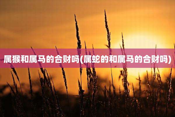 属猴和属马的合财吗(属蛇的和属马的合财吗)