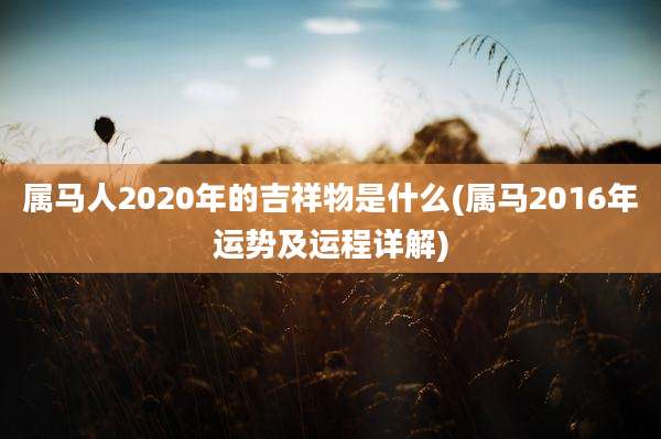 属马人2020年的吉祥物是什么(属马2016年运势及运程详解)