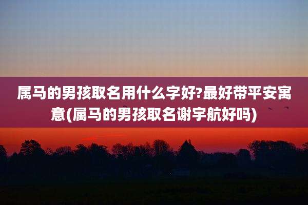 属马的男孩取名用什么字好?最好带平安寓意(属马的男孩取名谢宇航好吗)