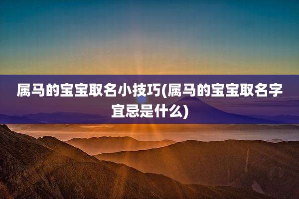 属马的宝宝取名小技巧(属马的宝宝取名字宜忌是什么)