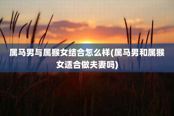 属马男与属猴女结合怎么样(属马男和属猴女适合做夫妻吗)