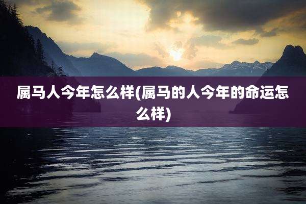 属马人今年怎么样(属马的人今年的命运怎么样)
