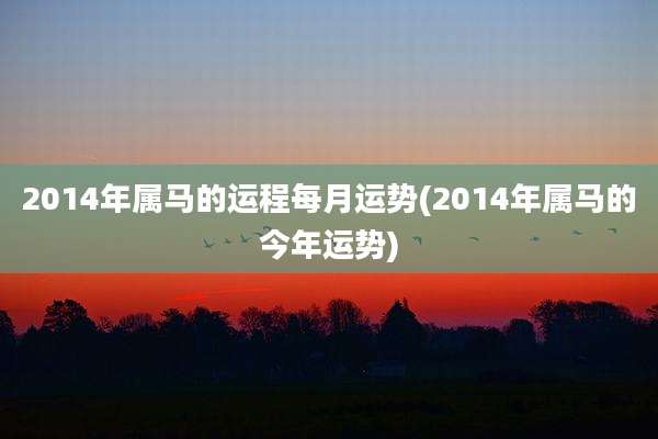 2014年属马的运程每月运势(2014年属马的今年运势)