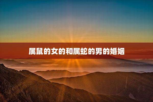 属鼠的女的和属蛇的男的婚姻