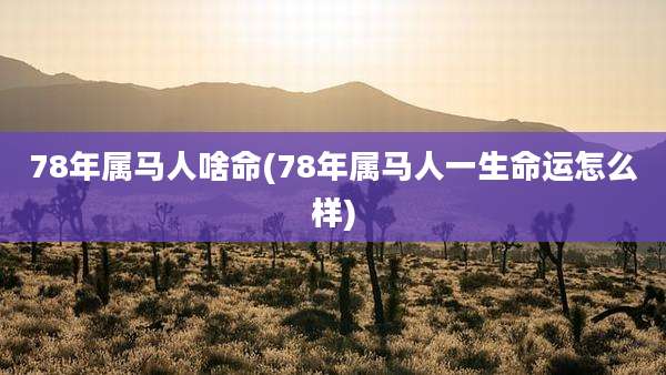 78年属马人啥命(78年属马人一生命运怎么样)