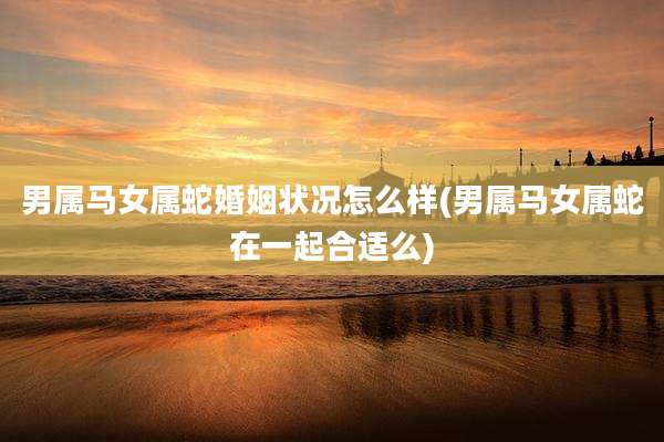 男属马女属蛇婚姻状况怎么样(男属马女属蛇在一起合适么)