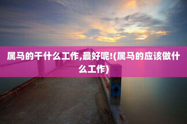 属马的干什么工作,最好呢!(属马的应该做什么工作)