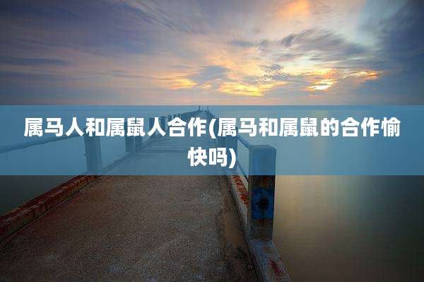 属马人和属鼠人合作(属马和属鼠的合作愉快吗)