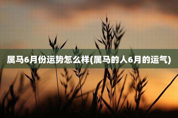 属马6月份运势怎么样(属马的人6月的运气)