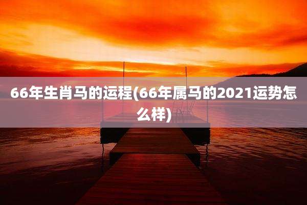 66年生肖马的运程(66年属马的2021运势怎么样)