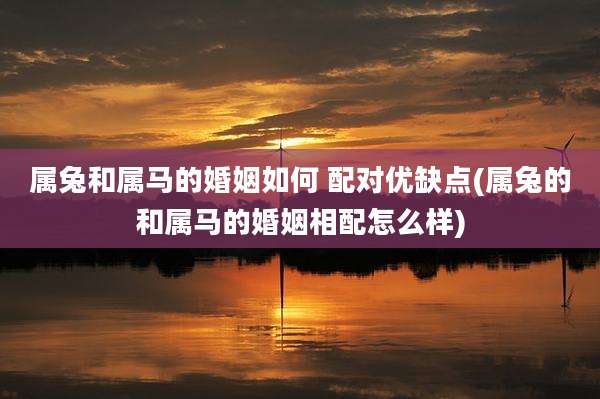 属兔和属马的婚姻如何 配对优缺点(属兔的和属马的婚姻相配怎么样)