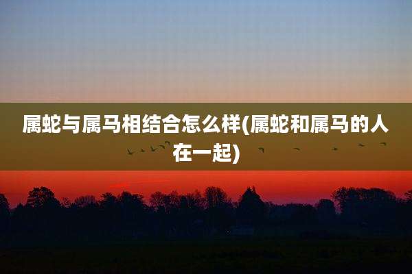属蛇与属马相结合怎么样(属蛇和属马的人在一起)