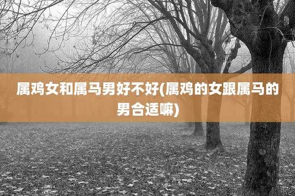 属鸡女和属马男好不好(属鸡的女跟属马的男合适嘛)