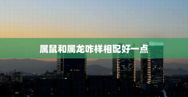 属鼠和属龙咋样相配好一点