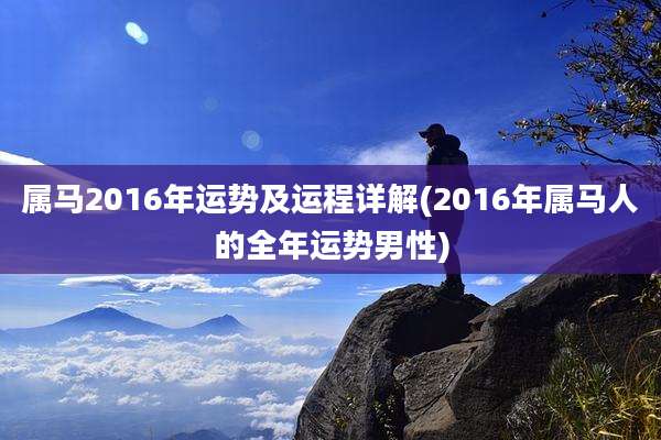 属马2016年运势及运程详解(2016年属马人的全年运势男性)