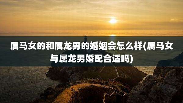 属马女的和属龙男的婚姻会怎么样(属马女与属龙男婚配合适吗)