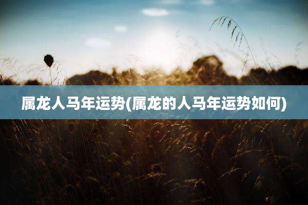 属龙人马年运势(属龙的人马年运势如何)