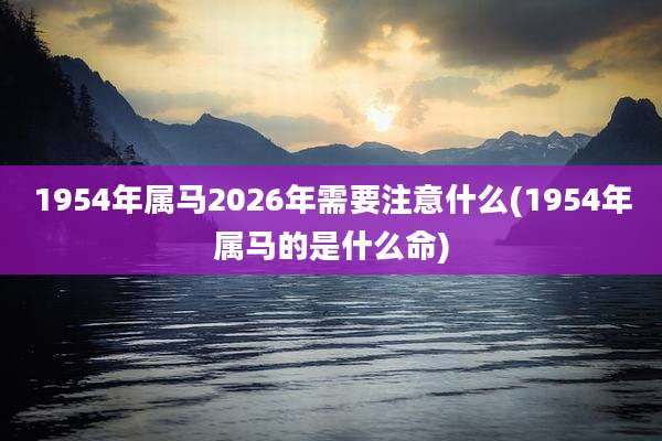 1954年属马2026年需要注意什么(1954年属马的是什么命)