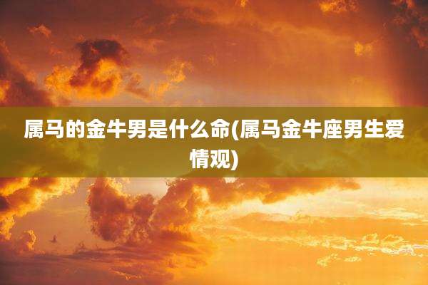 属马的金牛男是什么命(属马金牛座男生爱情观)