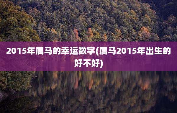 2015年属马的幸运数字(属马2015年出生的好不好)