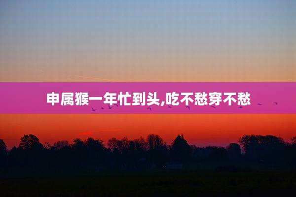 申属猴一年忙到头,吃不愁穿不愁